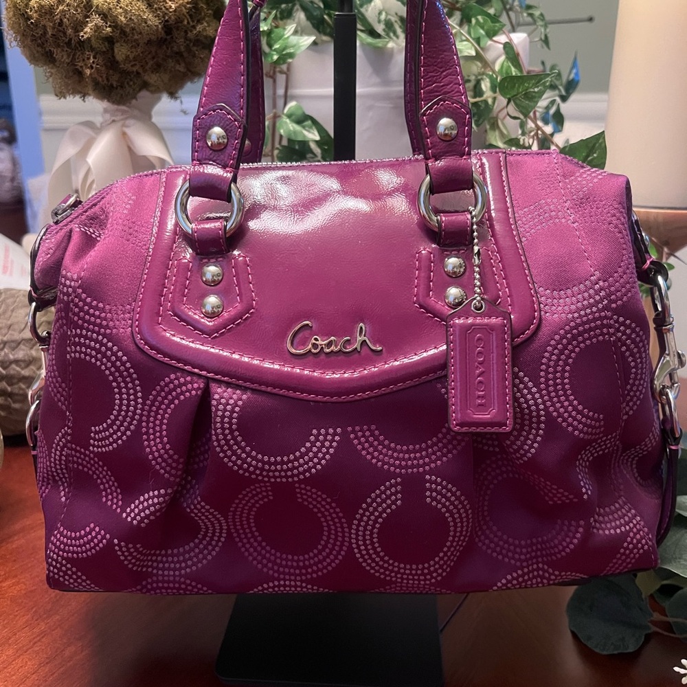 Coach Ashley Dotted OpArt Satchel with Silver Accents